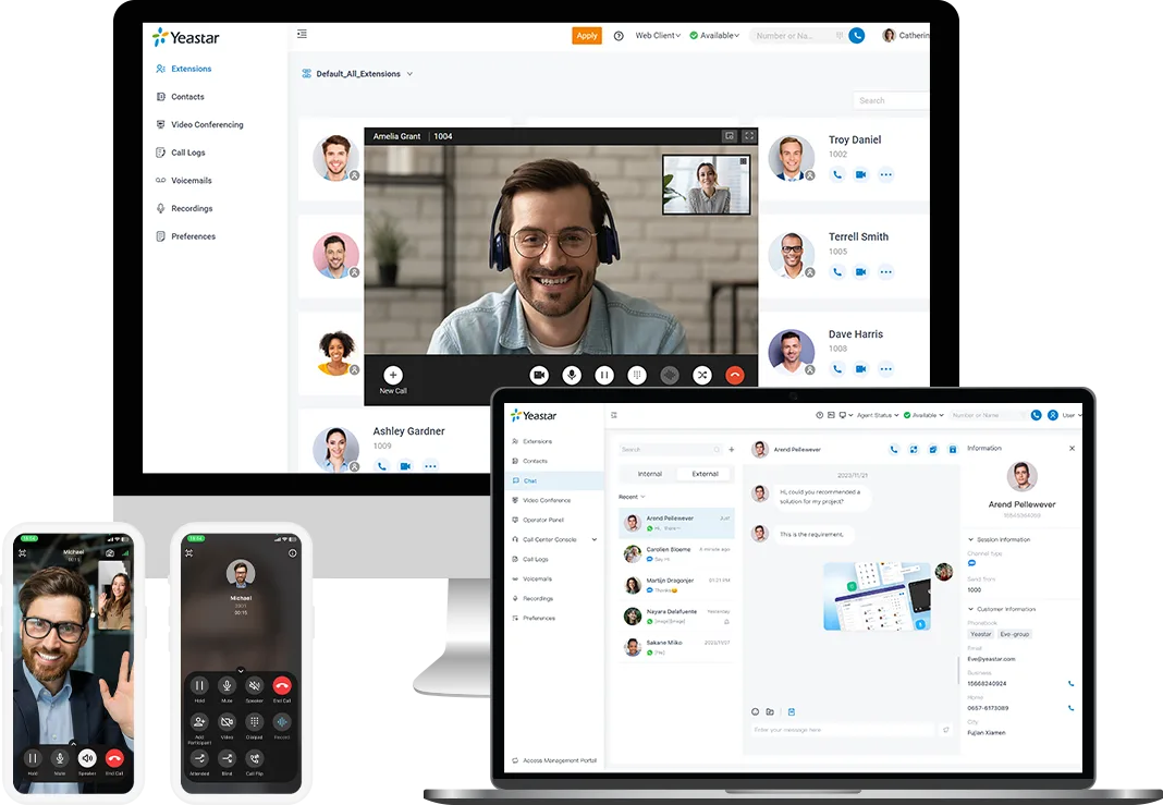 Yeastar Linkus unified communications clients across desktop, web and mobile